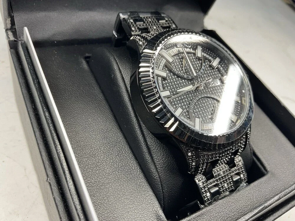 JBW 47mm Special Edition Diamond Black Crowne J6363D Mens Watch